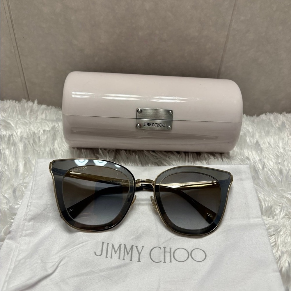Jimmy Choo Pink Frame Sunglasses with Brown Gradient Lenses